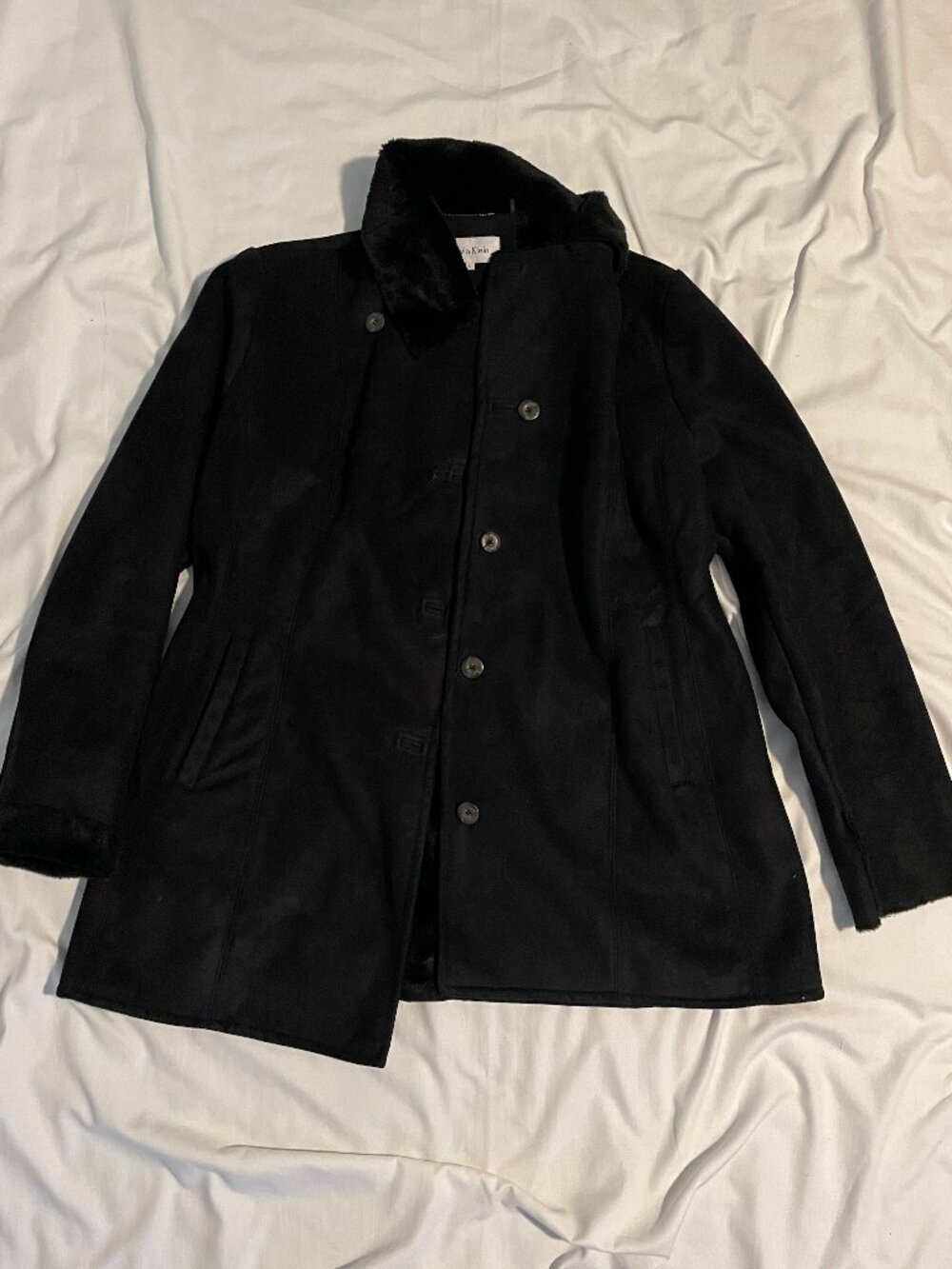 Calvin Klein Womens Jacket Size Large Black Fleece Interior Preowned